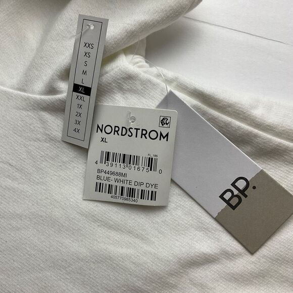 BP Sweatshirt Dip Dye Crew Neck Blue White Ribbed Cuffs Hem Long Sleeve Women XL - Picture 4 of 14